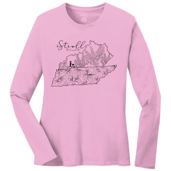 Port & Company Women's Long Sleeve Core Cotton Tee- Floral blk Thumbnail